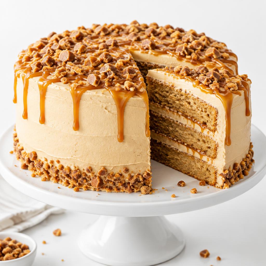 Butterscotch cake with caramel drizzle and butterscotch toppings