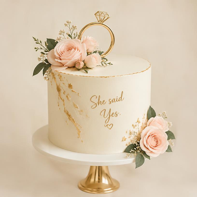 Decorated engagement cakes