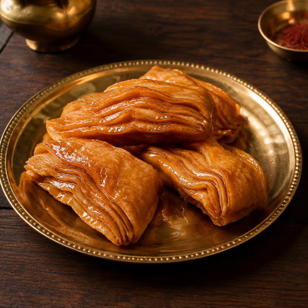 Madata Kaja — traditional Indian sweet